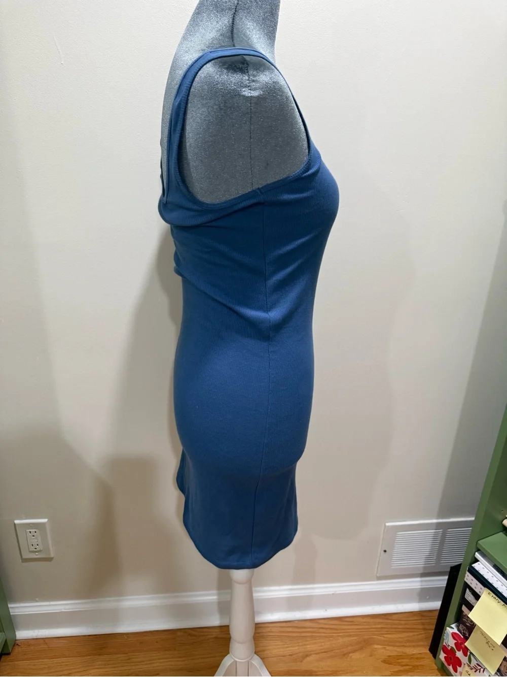 Double Zero Blue Ribbed Tank Dress - Picture 5 of 13